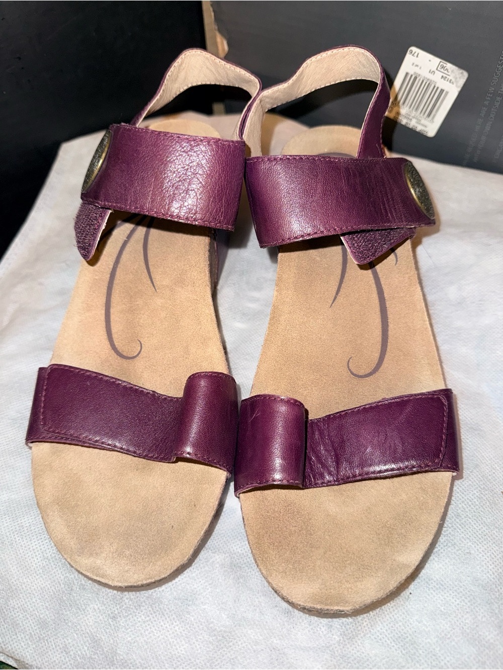 Abeo Women's Purple Leather Adjustable Sandals
